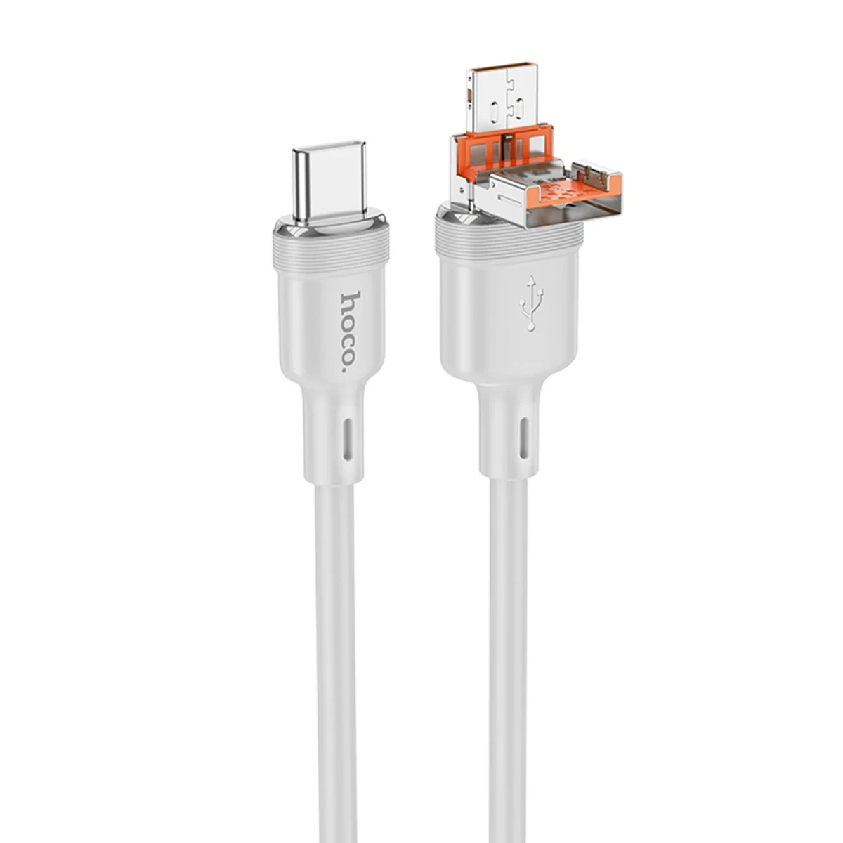 Hoco. U131 1.2M 2in1 USB ve Type-C to Type-C Şarj Data Kablosu - Gri